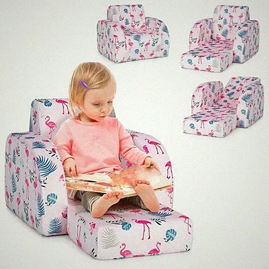 3-in-1 Convertible Kid Sofa Bed Flip-Out Chair Lounger for Toddler-Pink - Color