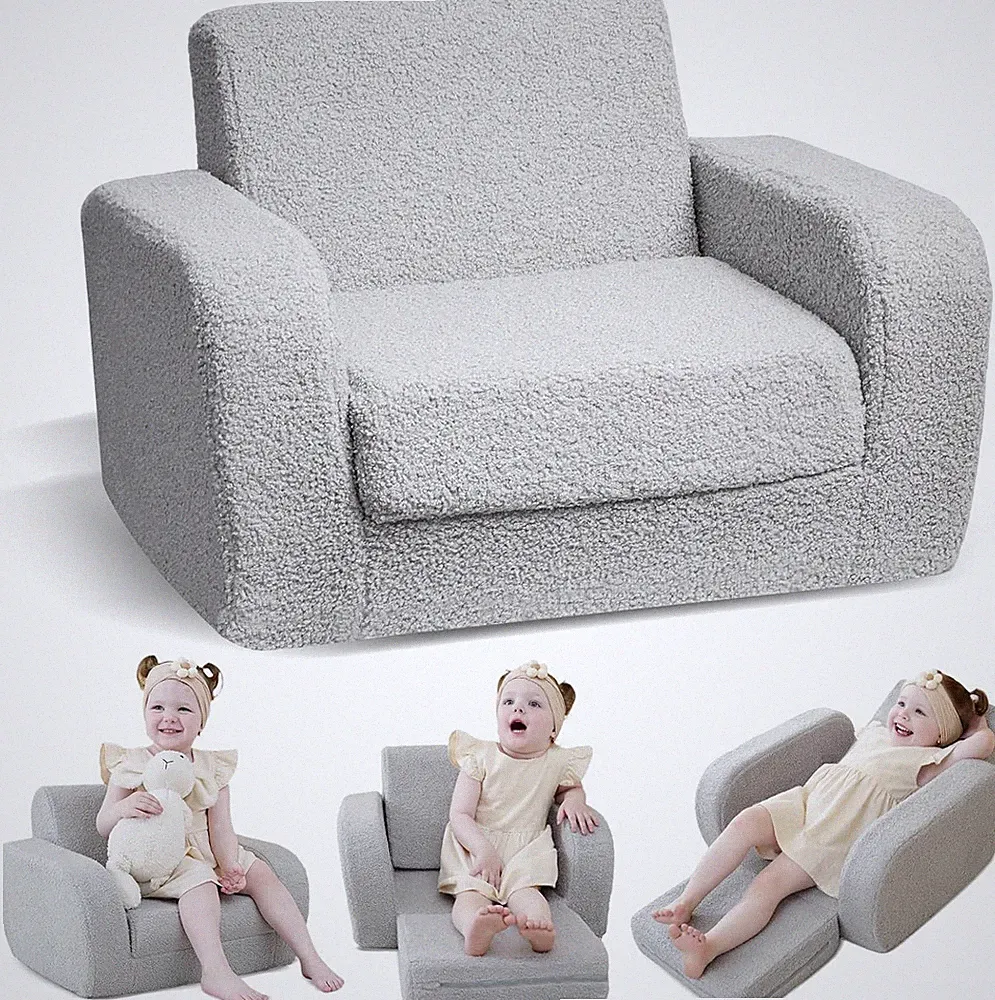 3-in-1 Toddler Couch Fold Out Kids Sofa Bed 1-3 Years