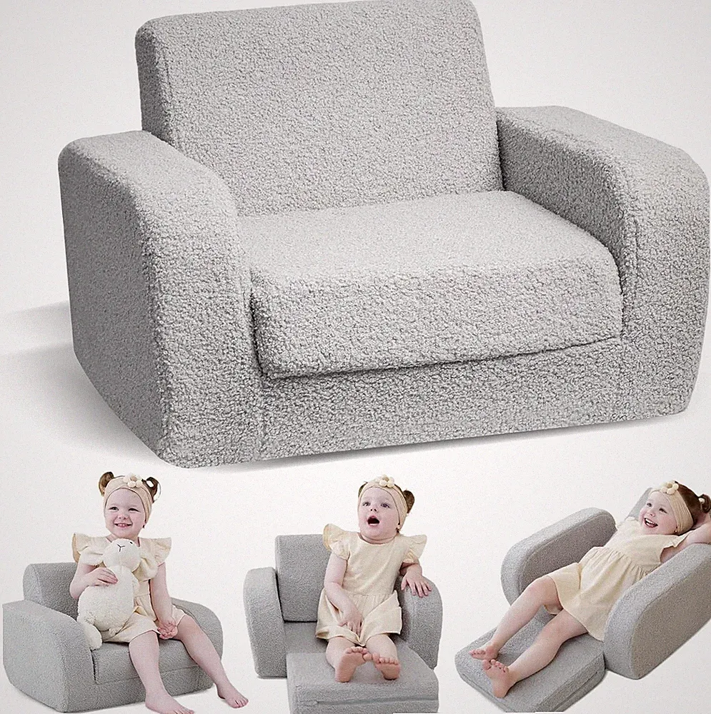 3-In-1 Toddler Couch, Toddler Chairs Comfy 1-3 Years Old, Kids Couch Bed Fold Ou
