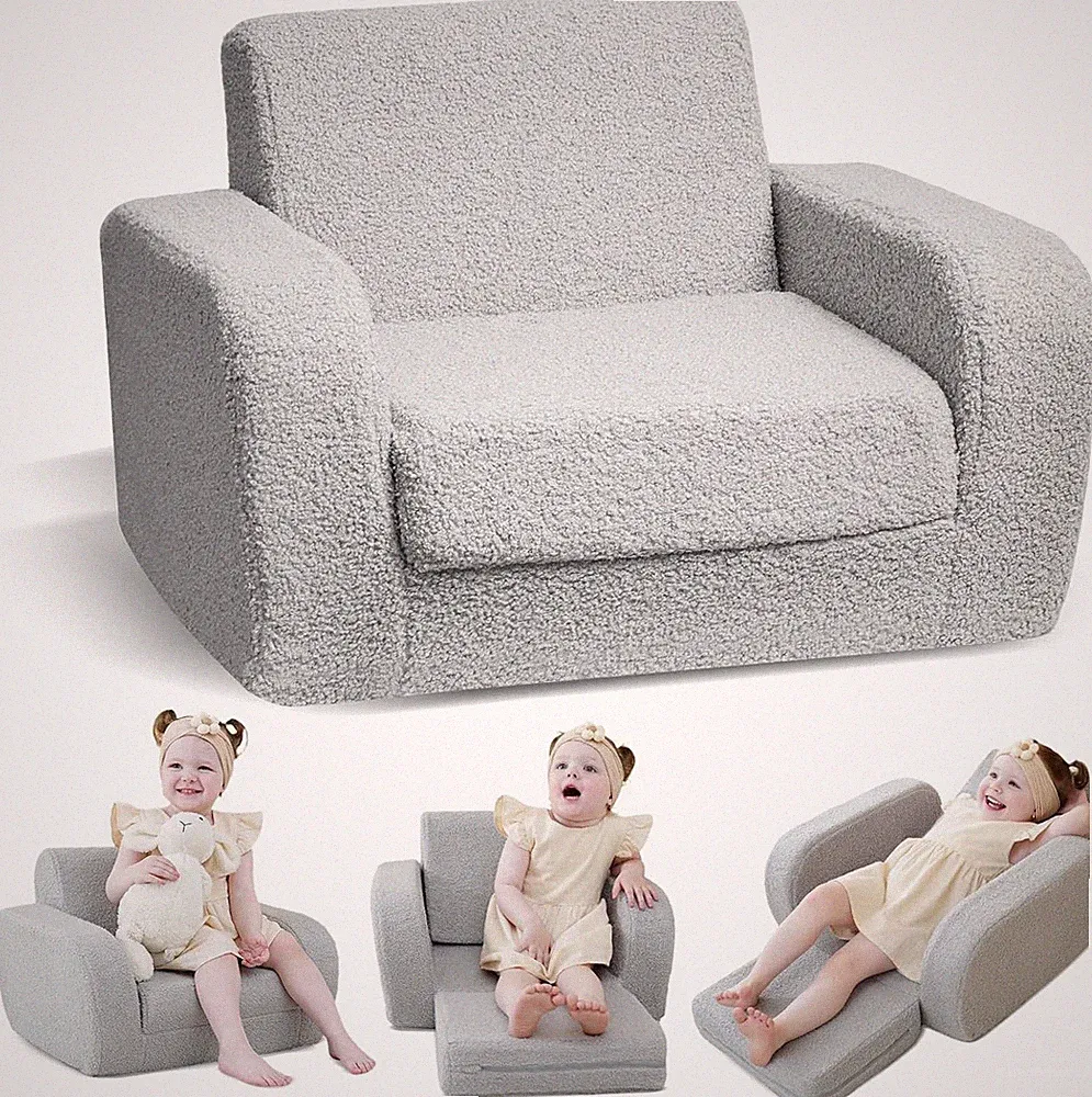3-in-1 Toddler Couch Toddler Chairs Comfy 1-3 Years Old Kids Couch Bed Fold Out