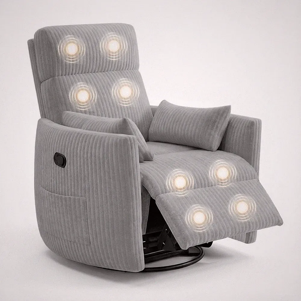 360 Swivel Recliner Chair, Nursery Comfy Rocking Chair with Vibration Massage...