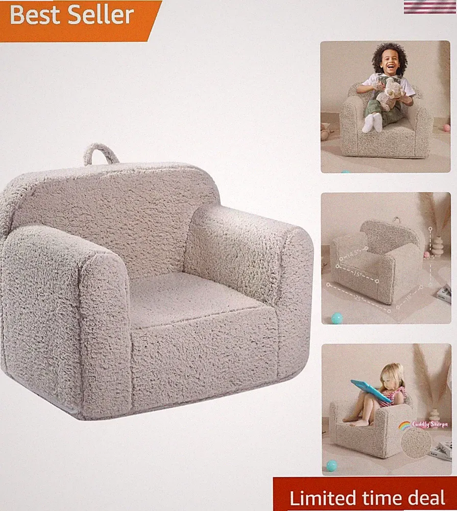 Kids Chair Snuggly Soft Sherpa Foam Toddler Sofa for Boys and Girls