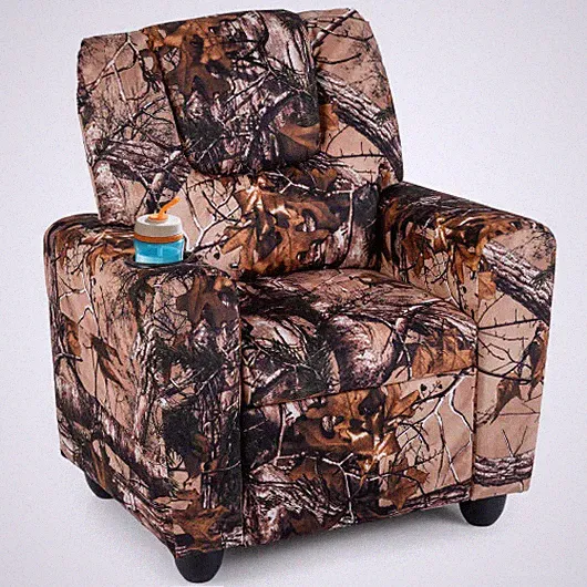 Kids Recliner Chair Push Back Toddler Reclining Armchair with Cup Holder-Camoufl