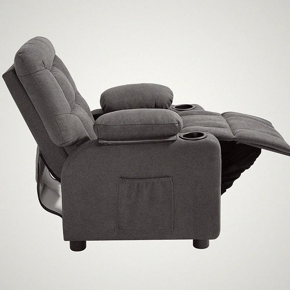 Kids Recliner Chair, Toddler Lounger with Cup Holders & Pockets, 107° to 126° Ad