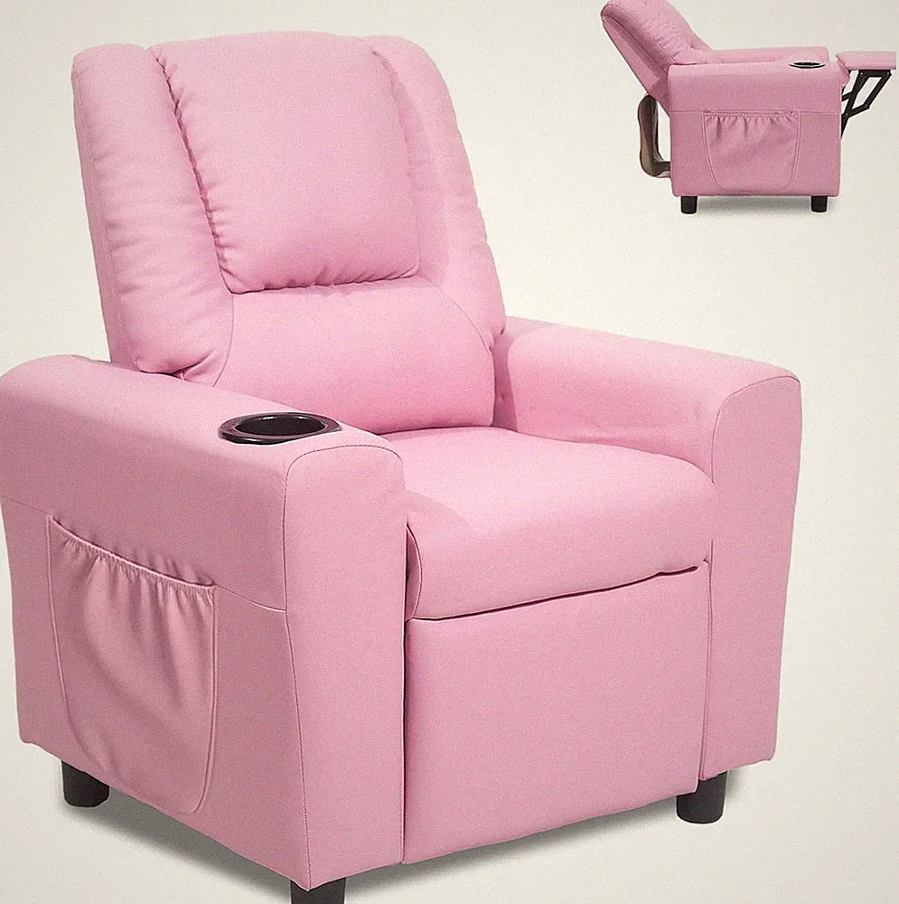 Kids Recliner Chair with Cup Holder, Toddler Recliners for Age 0-5 with Side Poc