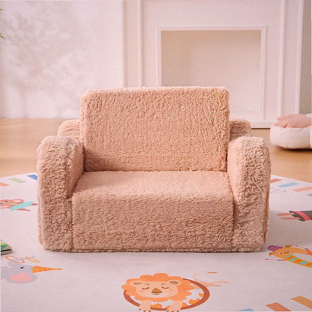 Sofa Chair for Toddlers 1-3 Years, Sherpa Comfy Baby Recliner Chair Floor Sea...