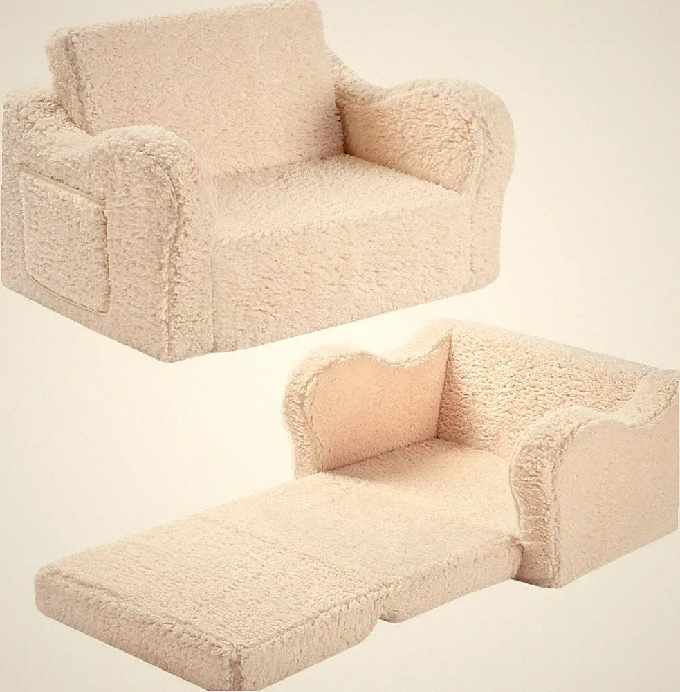 Toddler Chair, 2-in-1 Toddler Folding Chair, Converts Sofa to Recliner