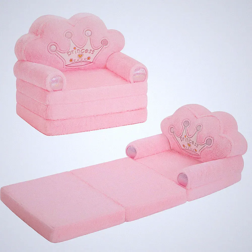 Toddler Chair Comfy，Foldable Princess Couch for Girl, Toddler Recliners for K...