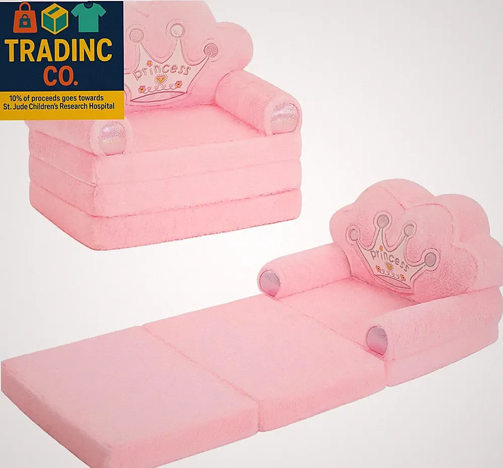 Toddler Chair Comfy，Foldable Princess Couch for Girl, Toddler Recliners for Kids
