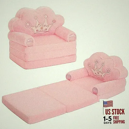 Toddler Chair Comfy，Foldable Princess Couch for Girl, Toddler Recliners Pink