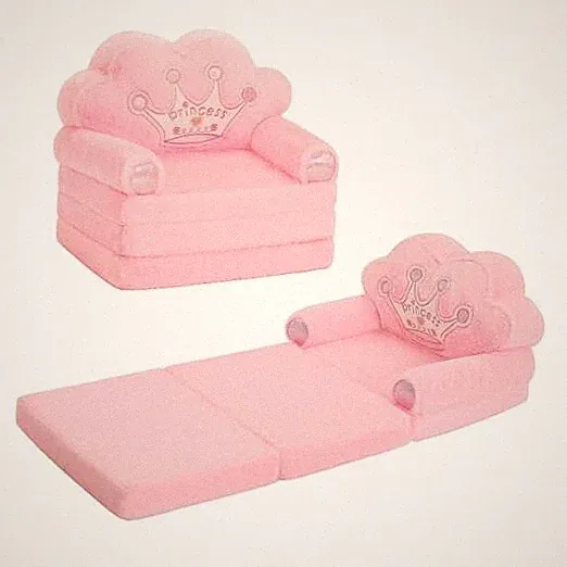 Toddler Chair Comfy，Foldable Princess Kids Couch for Girl, Toddler Pink