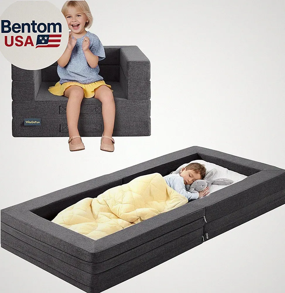 Travel Toddler Bed, 3-In-1 Convertible Sofa Bed for Toddler Portable Floor Beds